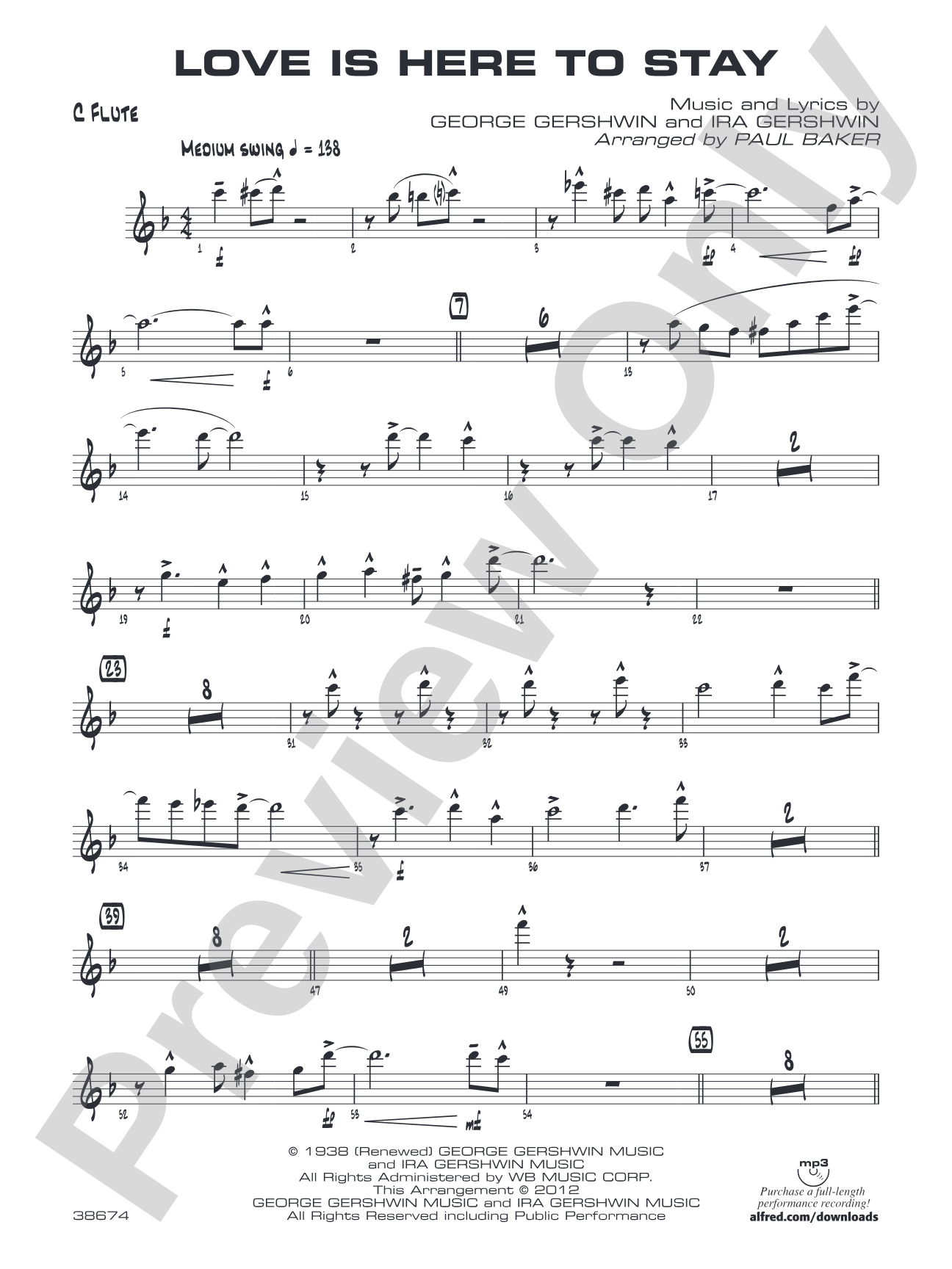 Love Is Here to Stay: Flute