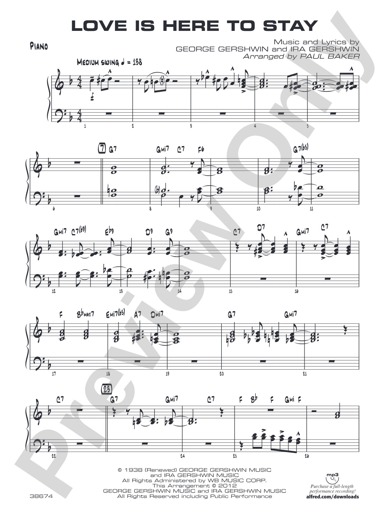 Love Is Here to Stay: Piano Accompaniment