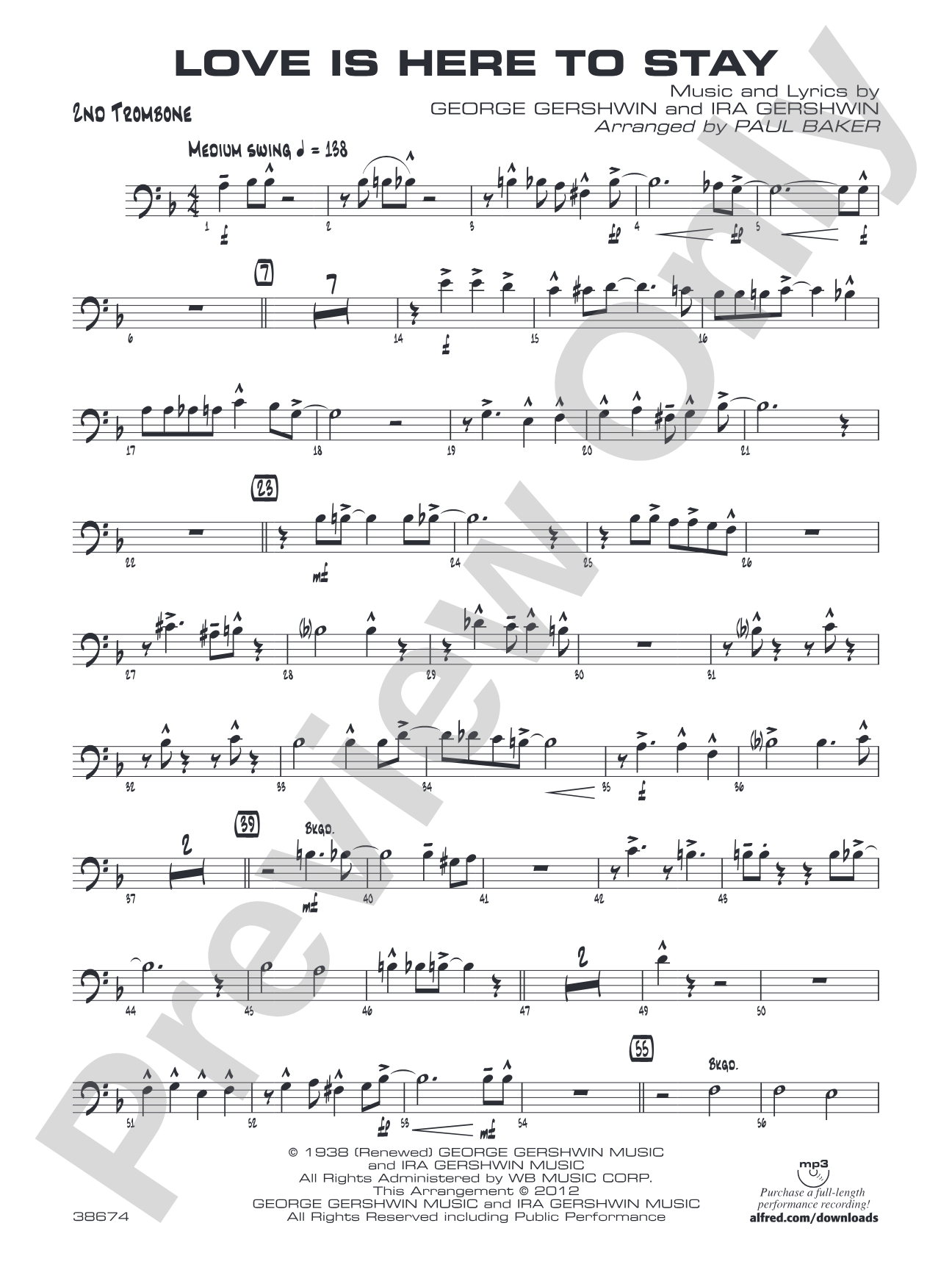 Love Is Here to Stay: 2nd Trombone