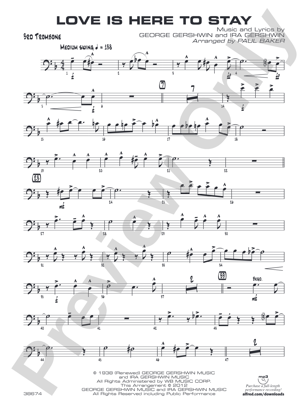 Love Is Here to Stay: 3rd Trombone