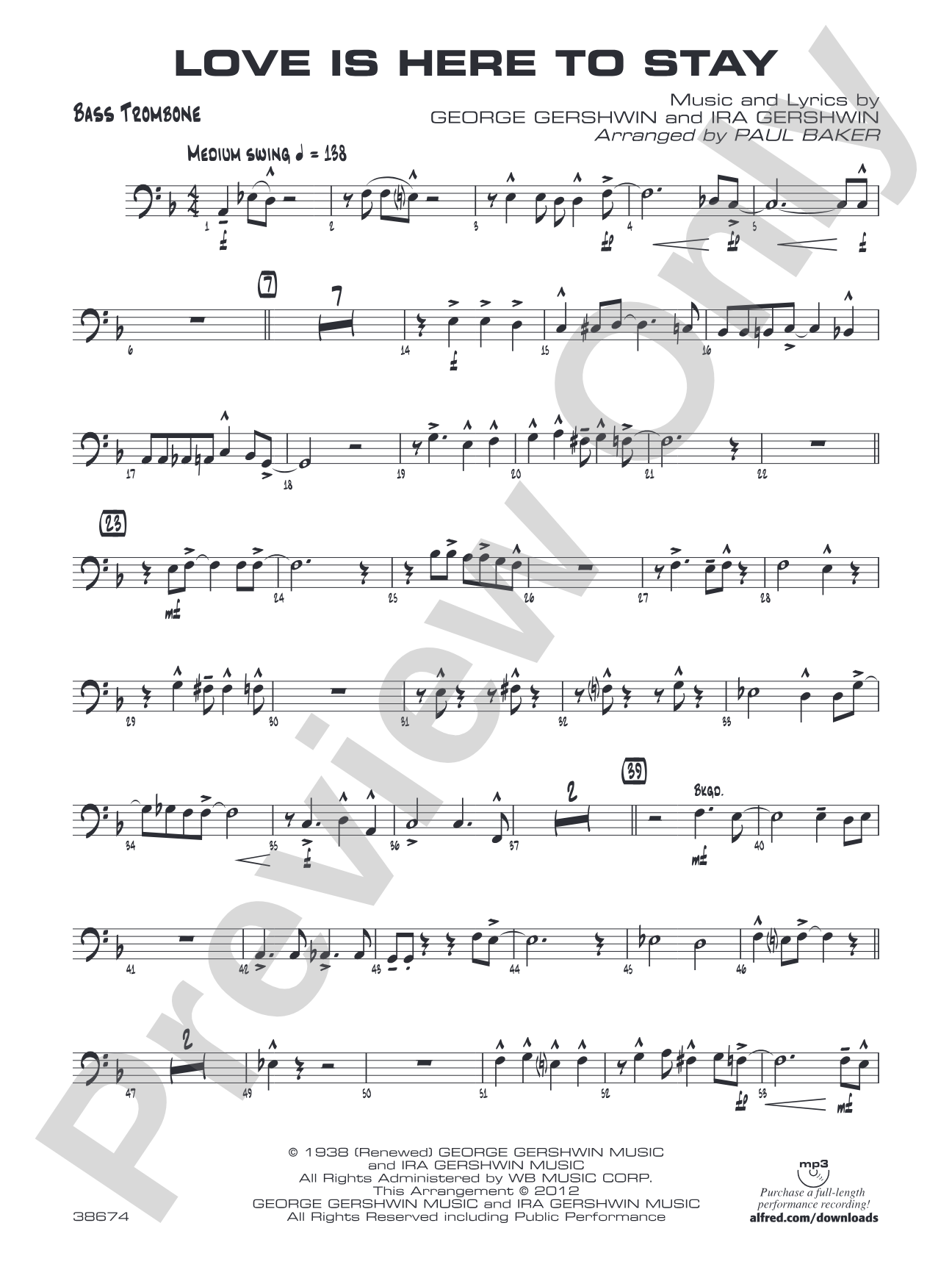 Love Is Here to Stay: 4th Trombone