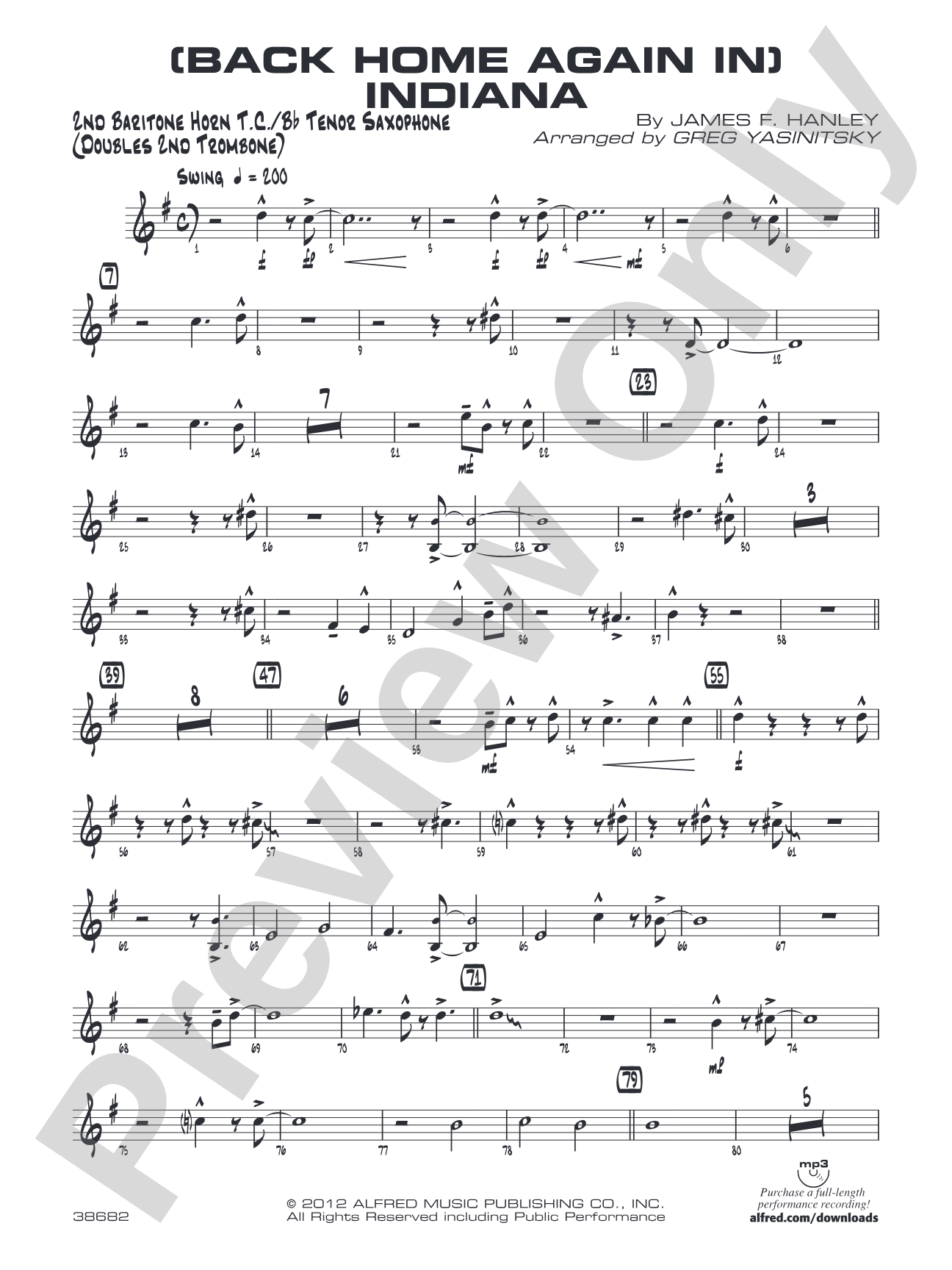 (Back Home Again In) Indiana: 2nd Baritone T.C.