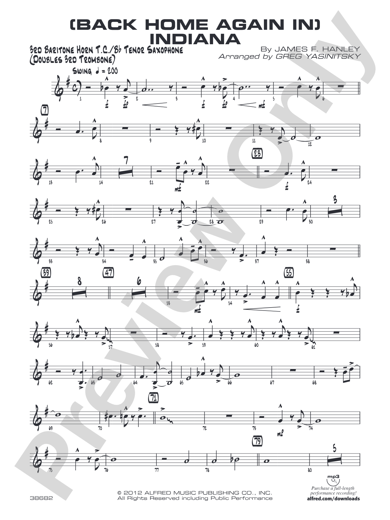(Back Home Again In) Indiana: 3rd Baritone T.C.