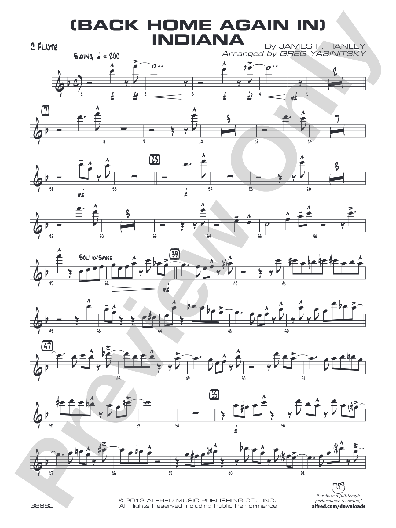 (Back Home Again In) Indiana: Flute