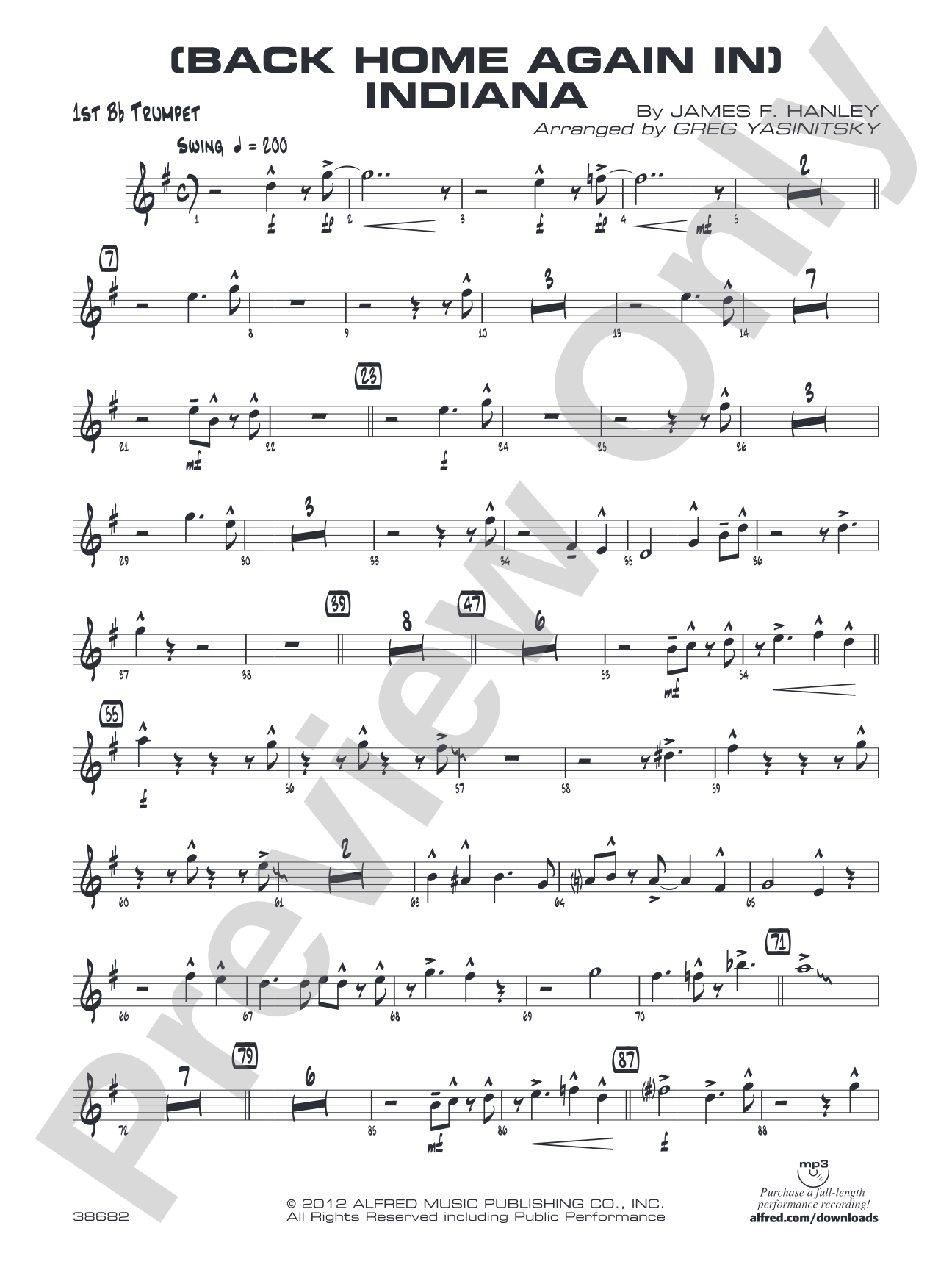 (Back Home Again In) Indiana: 1st B-flat Trumpet