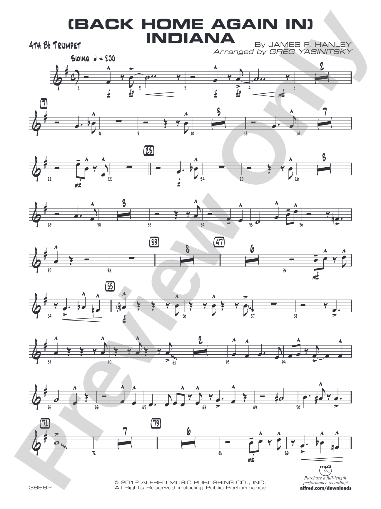 (Back Home Again In) Indiana: 4th B-flat Trumpet