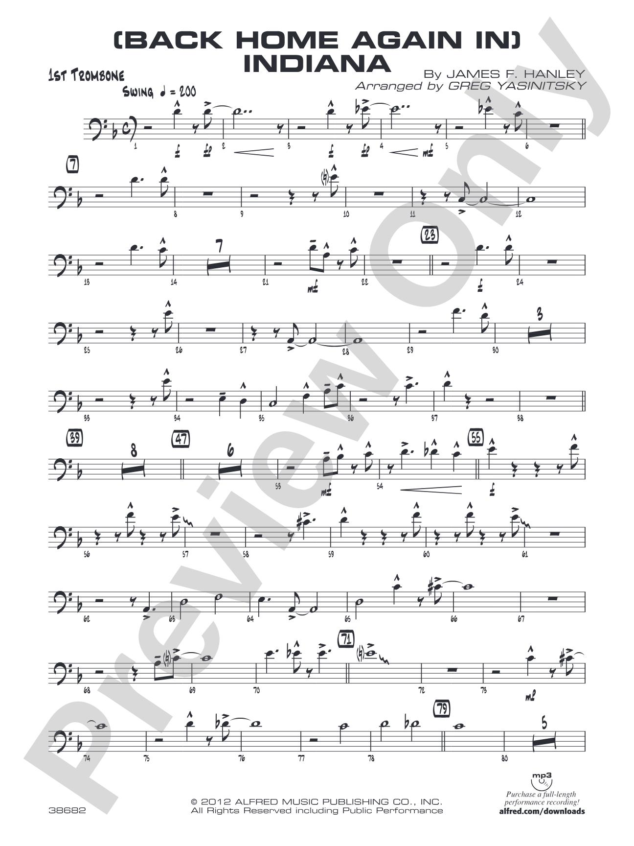 (Back Home Again In) Indiana: 1st Trombone
