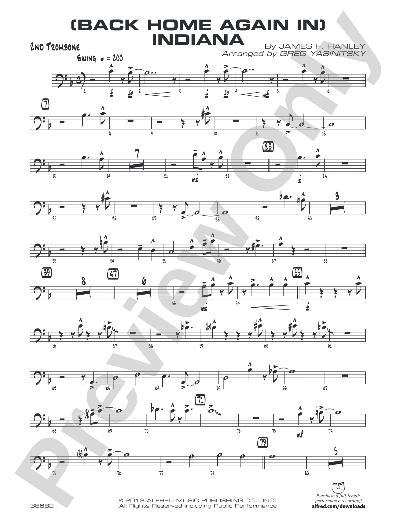 (Back Home Again In) Indiana: 2nd Trombone