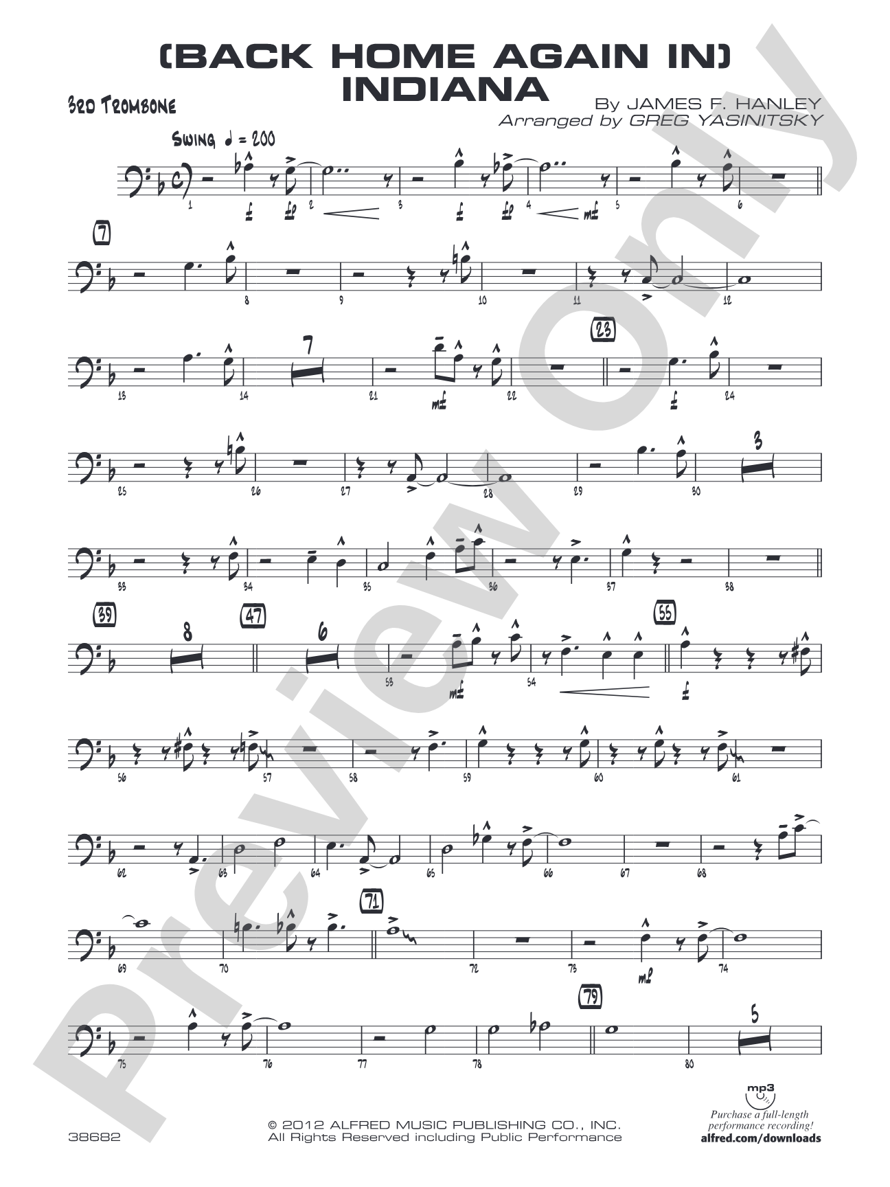 (Back Home Again In) Indiana: 3rd Trombone