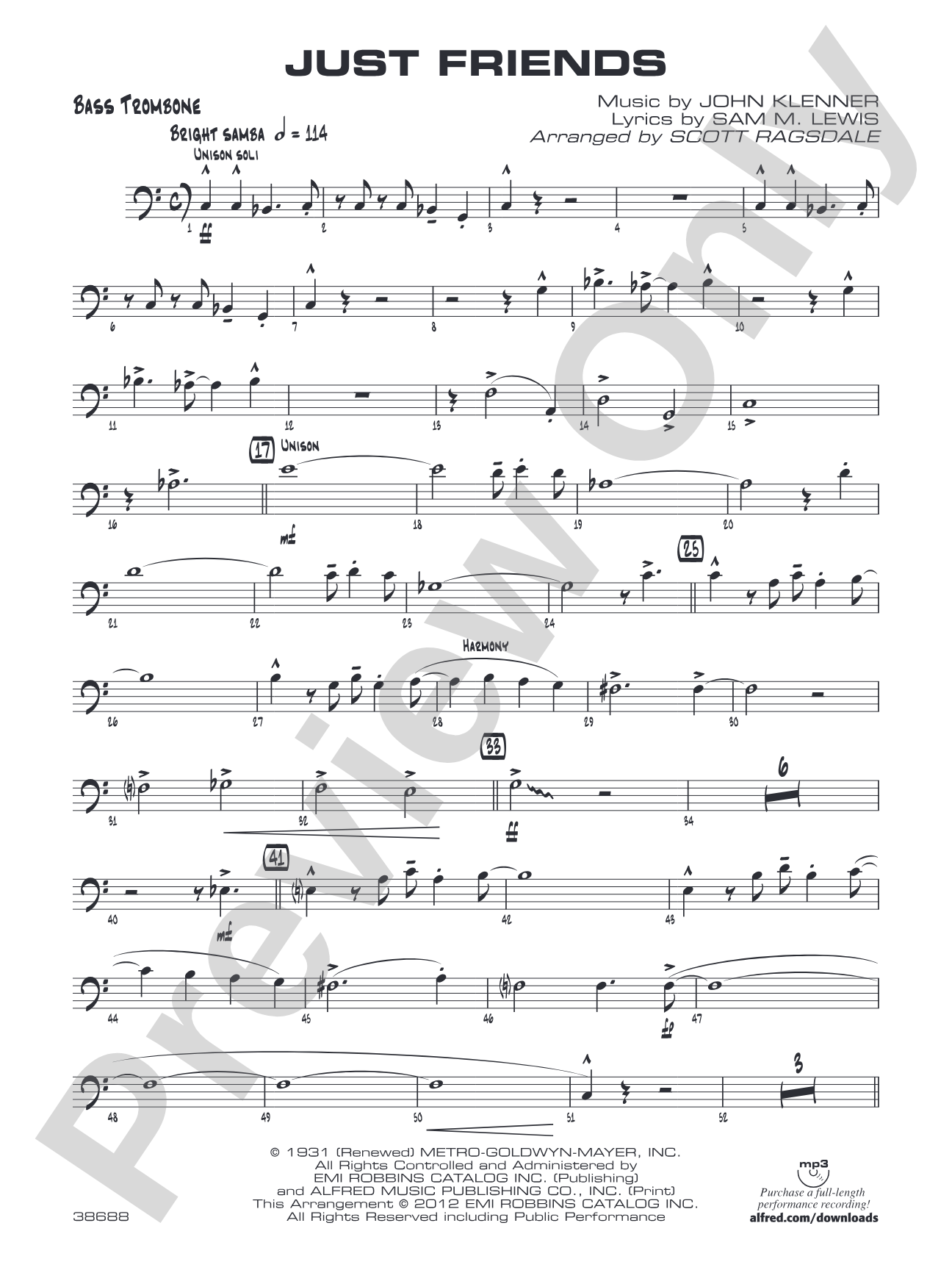 Just Friends: Bass Trombone
