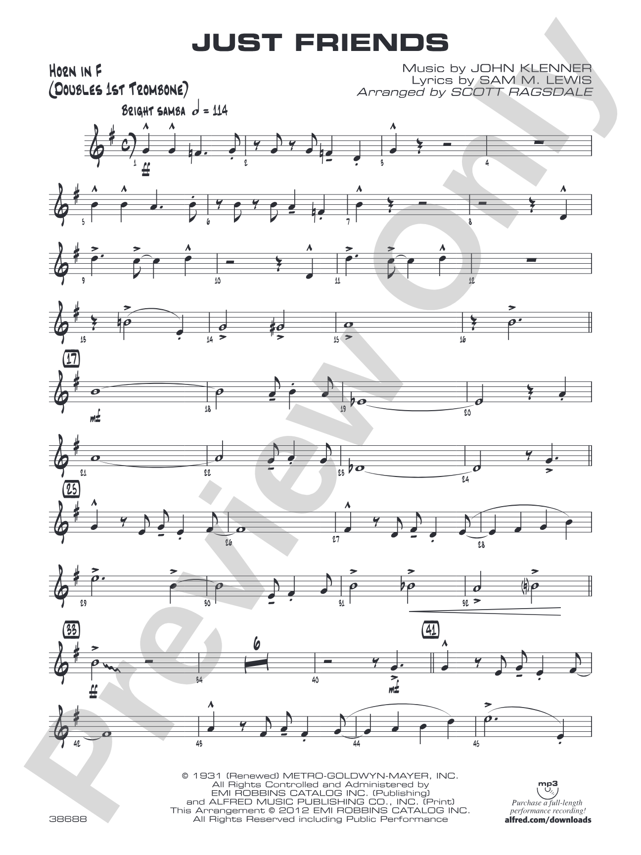 Just Friends: 1st F Horn