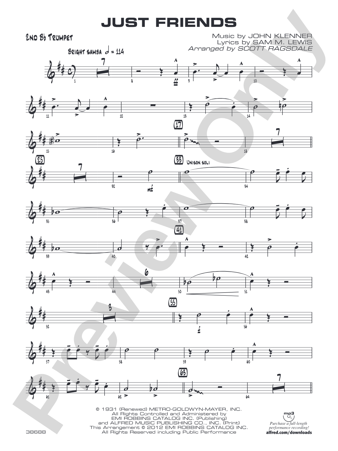 Just Friends: 2nd B-flat Trumpet