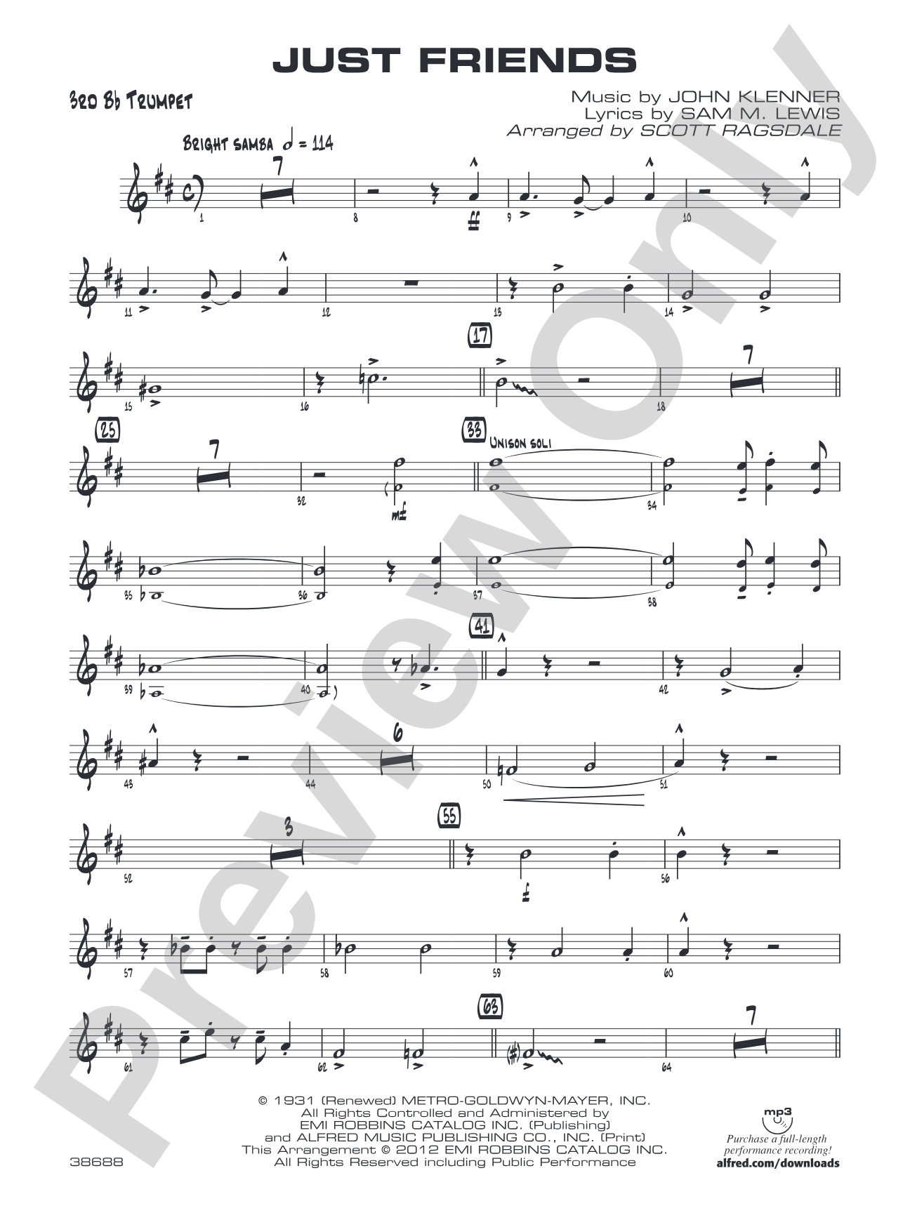 Just Friends: 3rd B-flat Trumpet