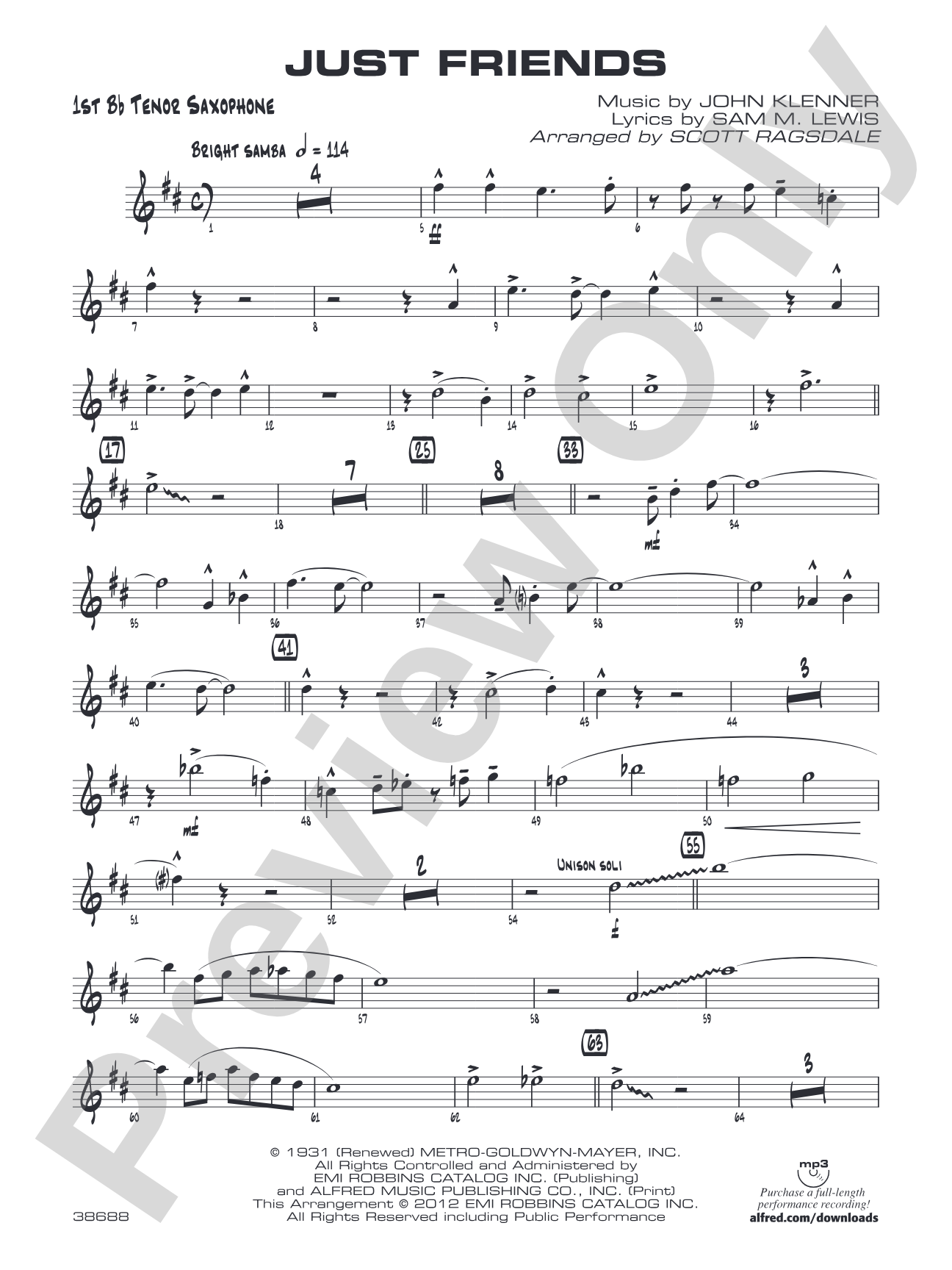 Just Friends: B-flat Tenor Saxophone