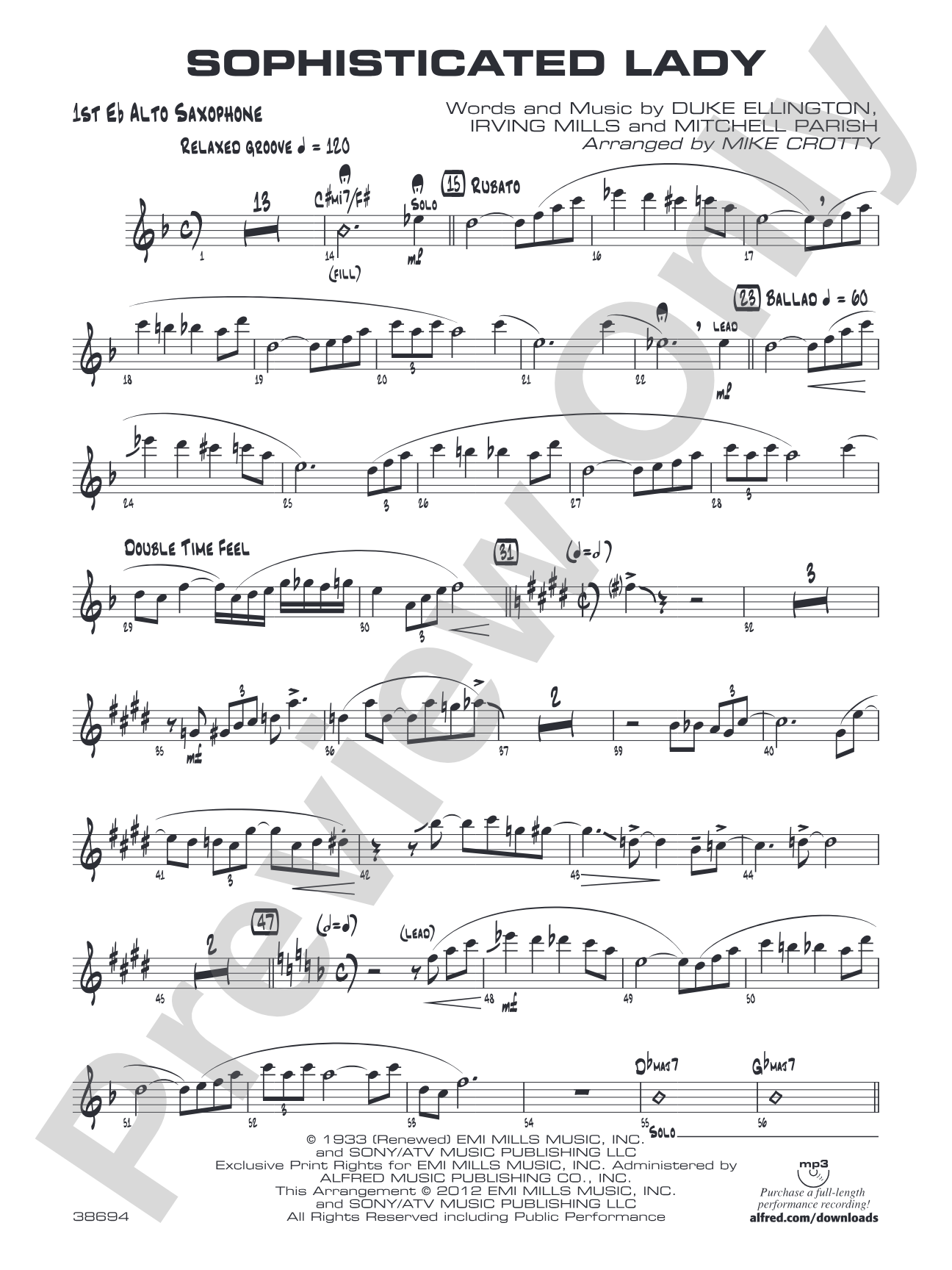 Sophisticated Lady: E-flat Alto Saxophone