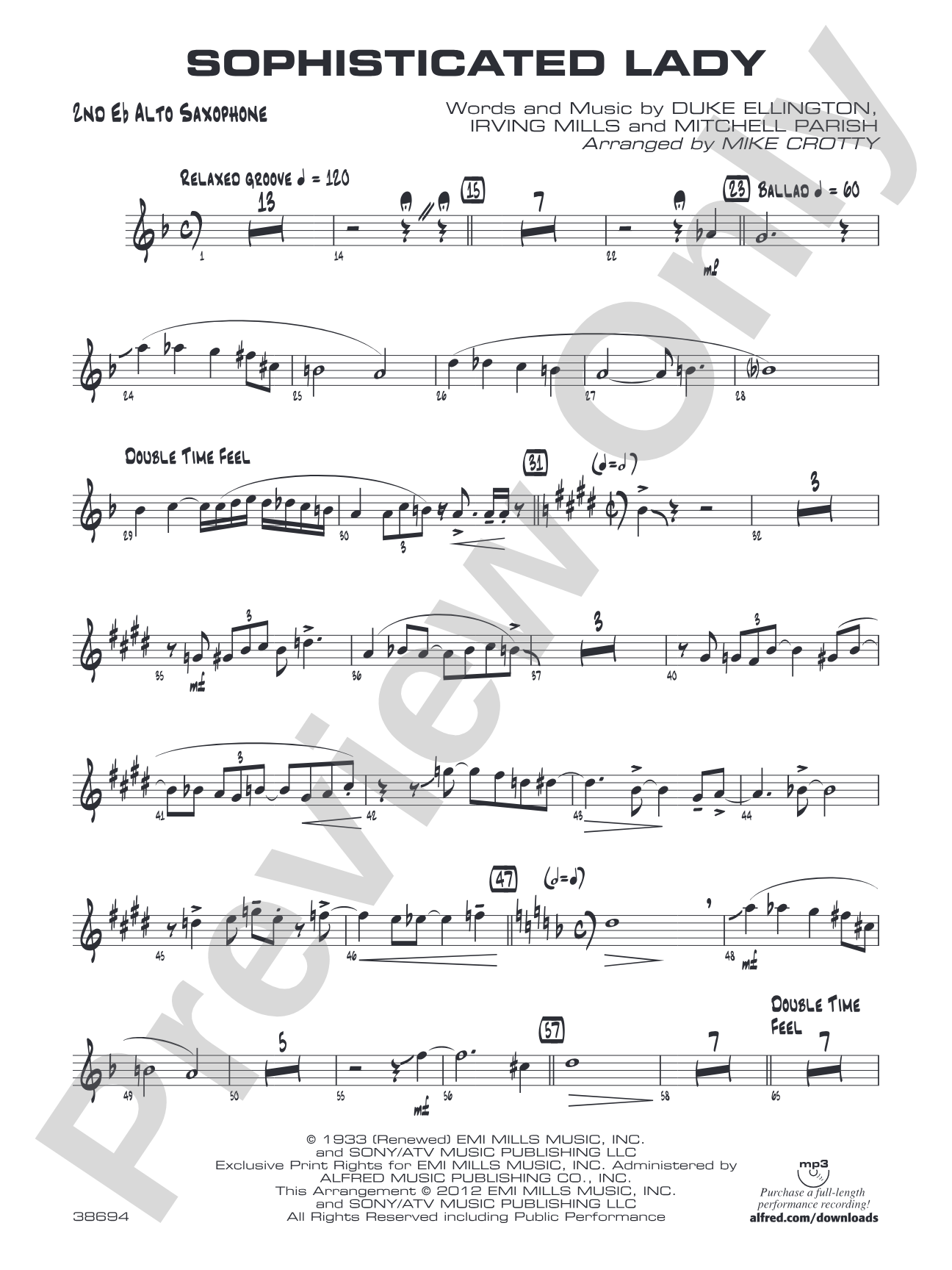 Sophisticated Lady: 2nd E-flat Alto Saxophone