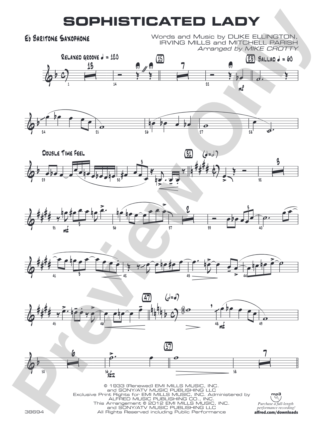 Sophisticated Lady: E-flat Baritone Saxophone