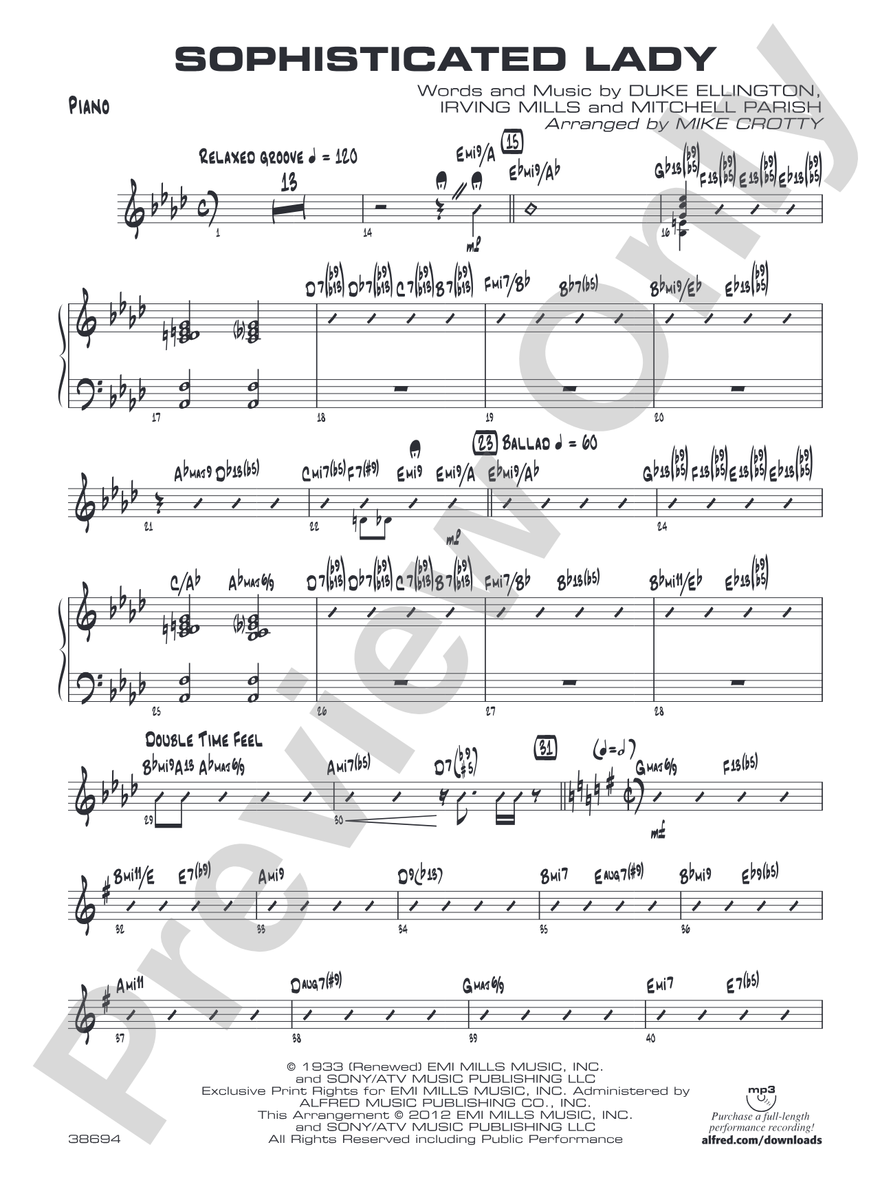 Sophisticated Lady: Piano Accompaniment