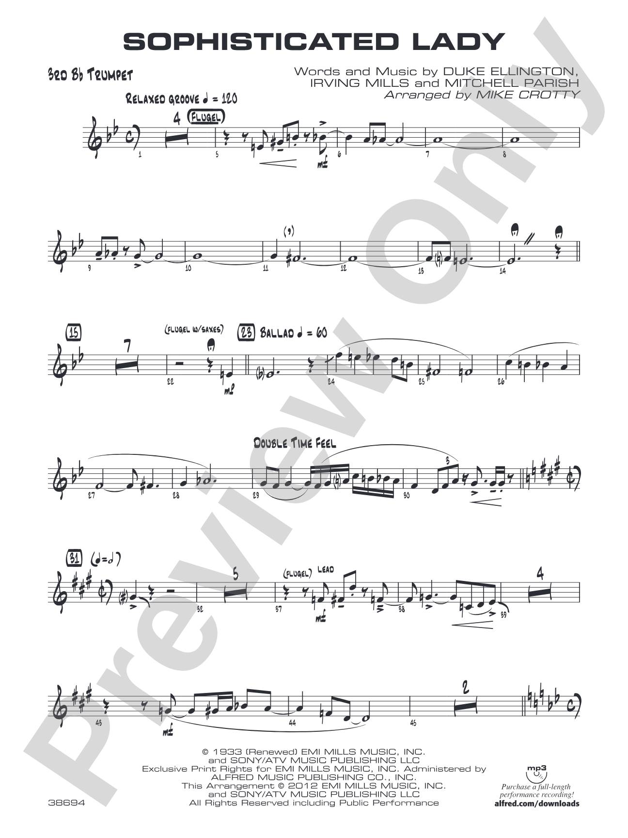 Sophisticated Lady: 3rd B-flat Trumpet