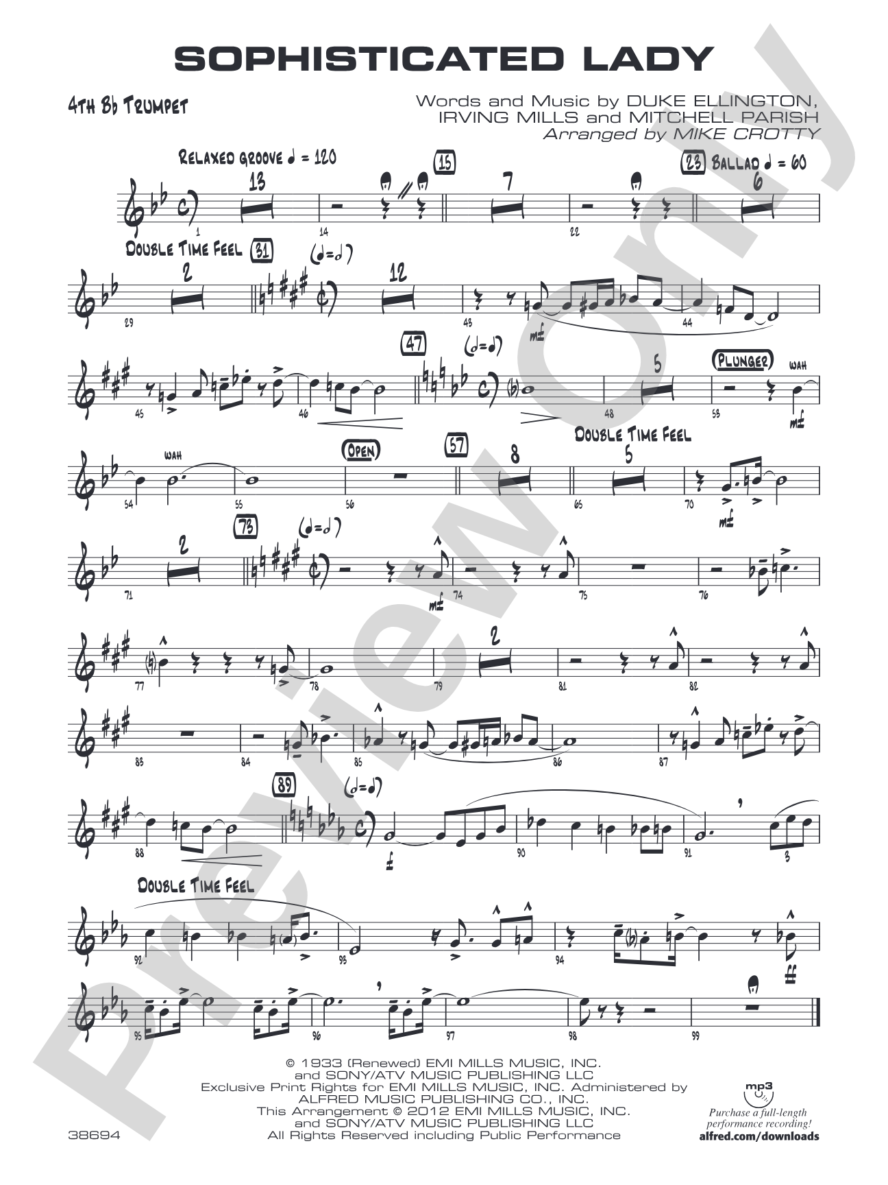 Sophisticated Lady: 4th B-flat Trumpet