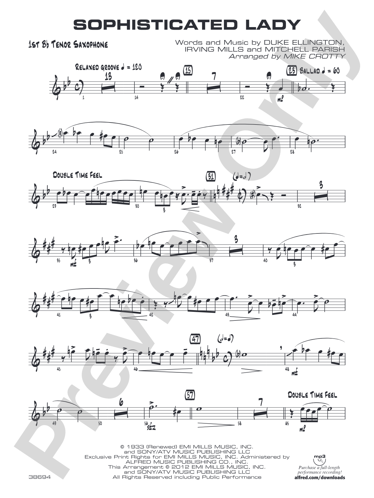 Sophisticated Lady: B-flat Tenor Saxophone