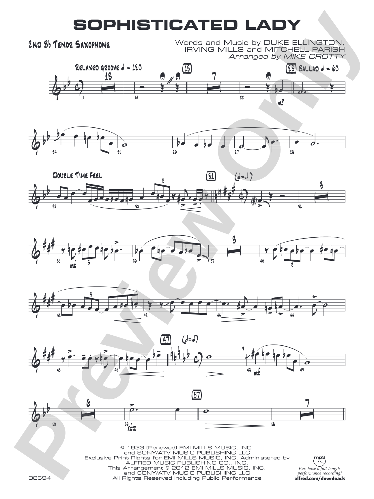 Sophisticated Lady: 2nd B-flat Tenor Saxophone