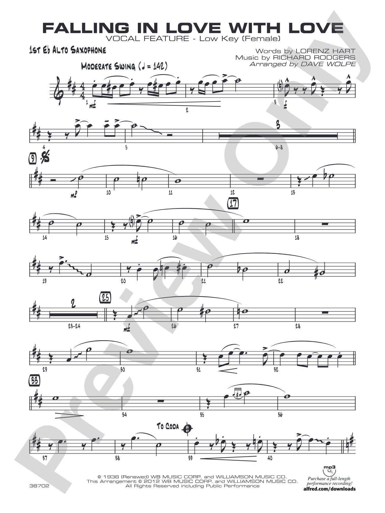 Falling in Love with Love: E-flat Alto Saxophone