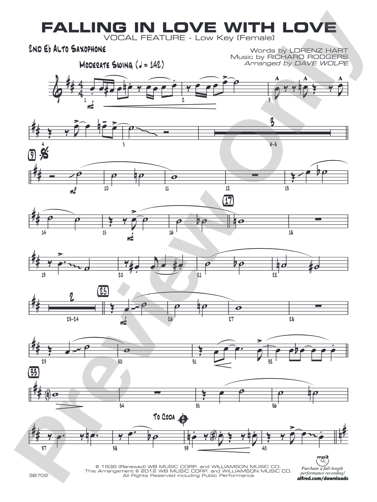 Falling in Love with Love: 2nd E-flat Alto Saxophone