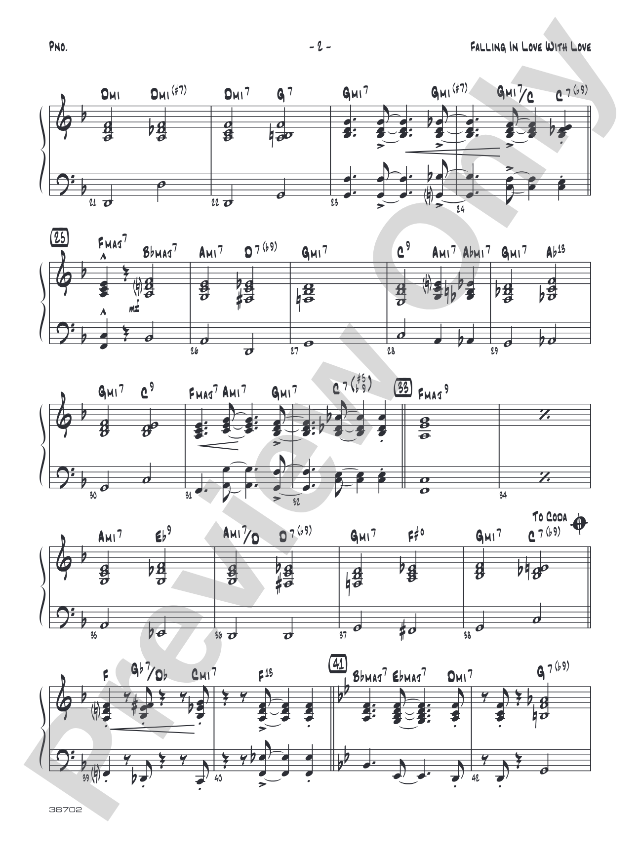 Falling in Love with Love: Piano Accompaniment