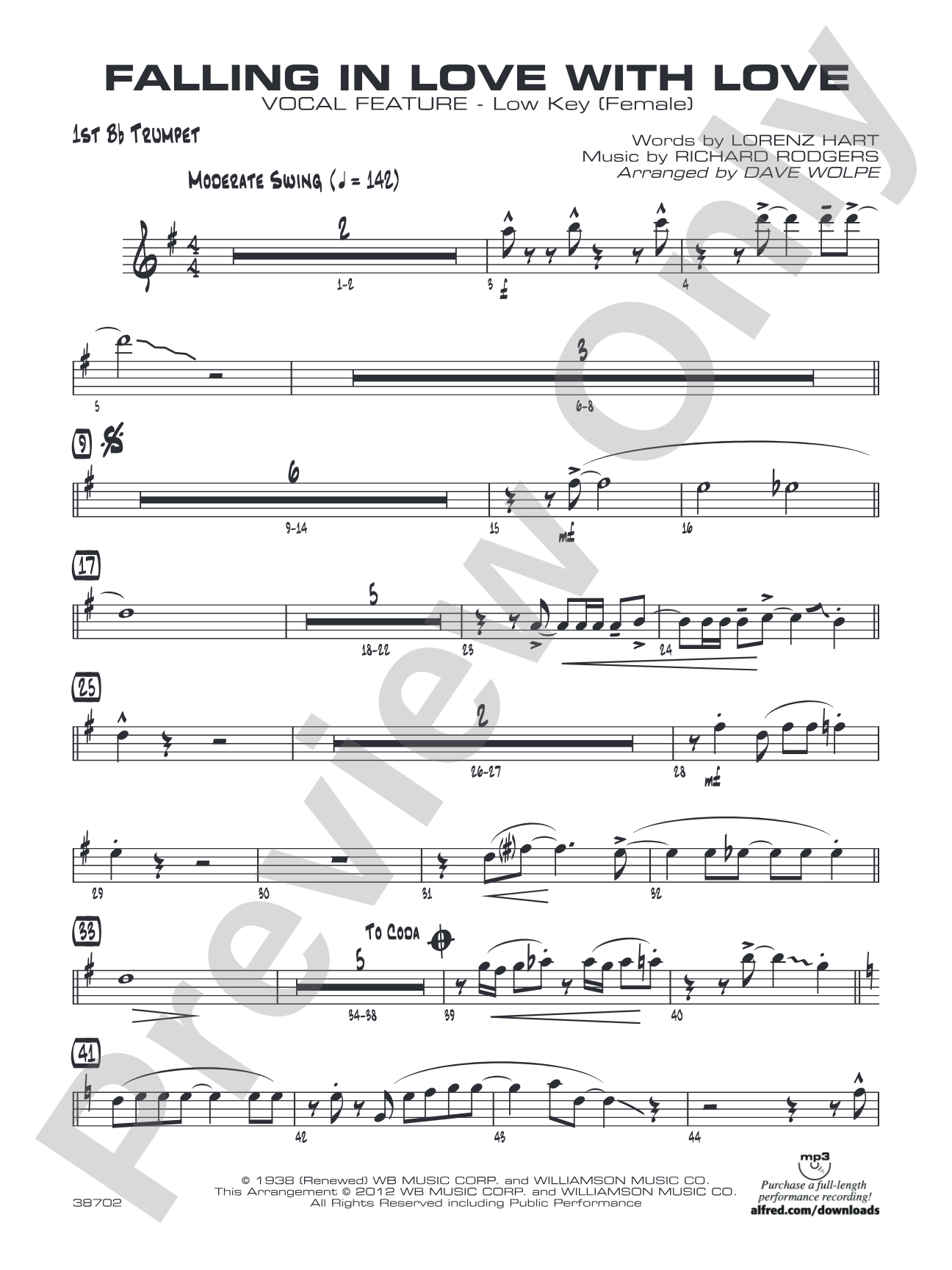Falling in Love with Love: 1st B-flat Trumpet