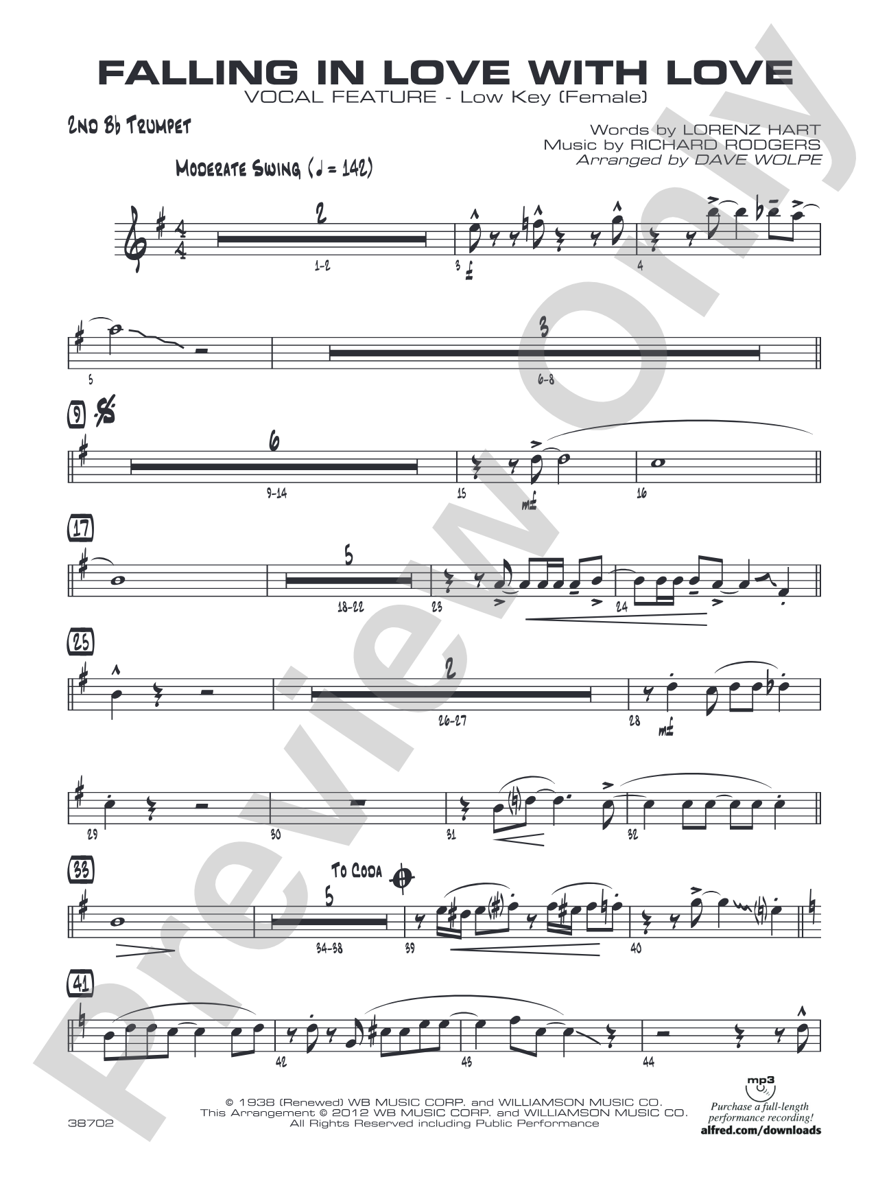 Falling in Love with Love: 2nd B-flat Trumpet