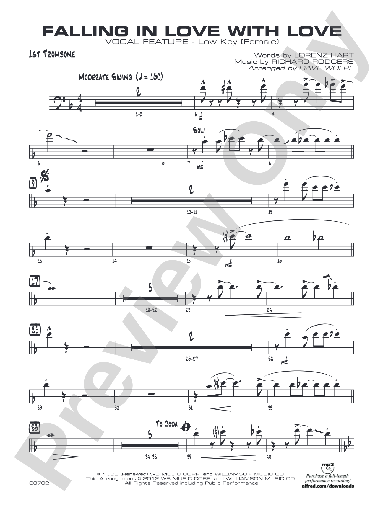 Falling in Love with Love: 1st Trombone