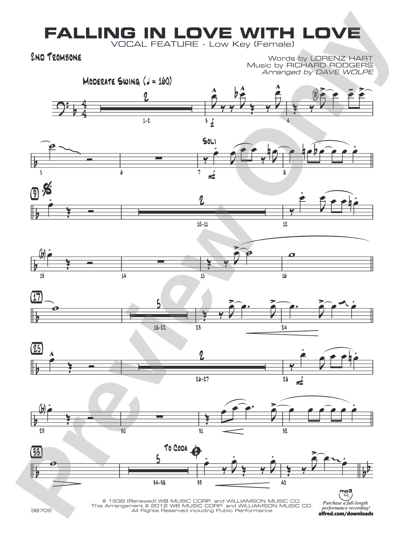 Falling in Love with Love: 2nd Trombone
