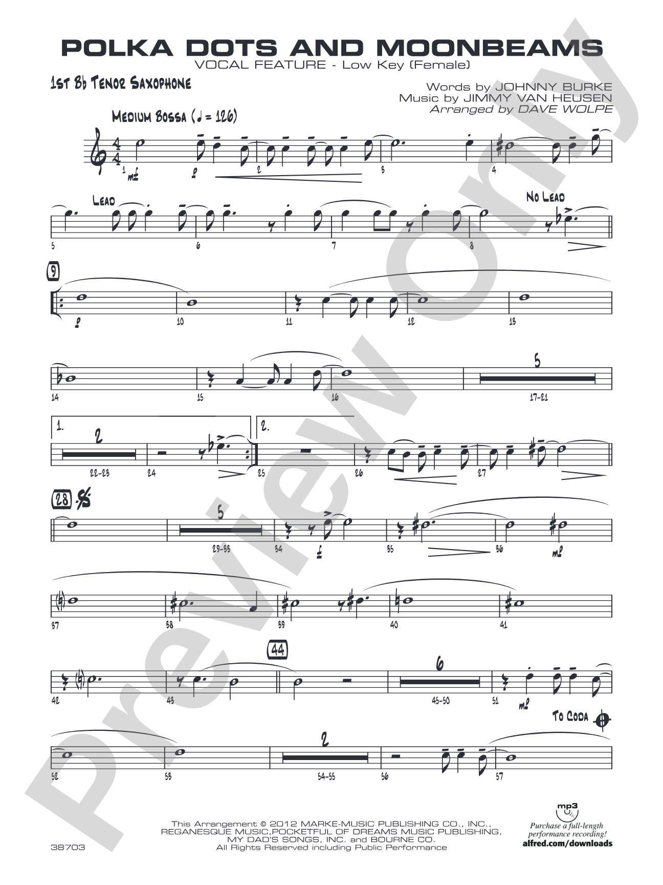 Polkadots and Moonbeams: B-flat Tenor Saxophone