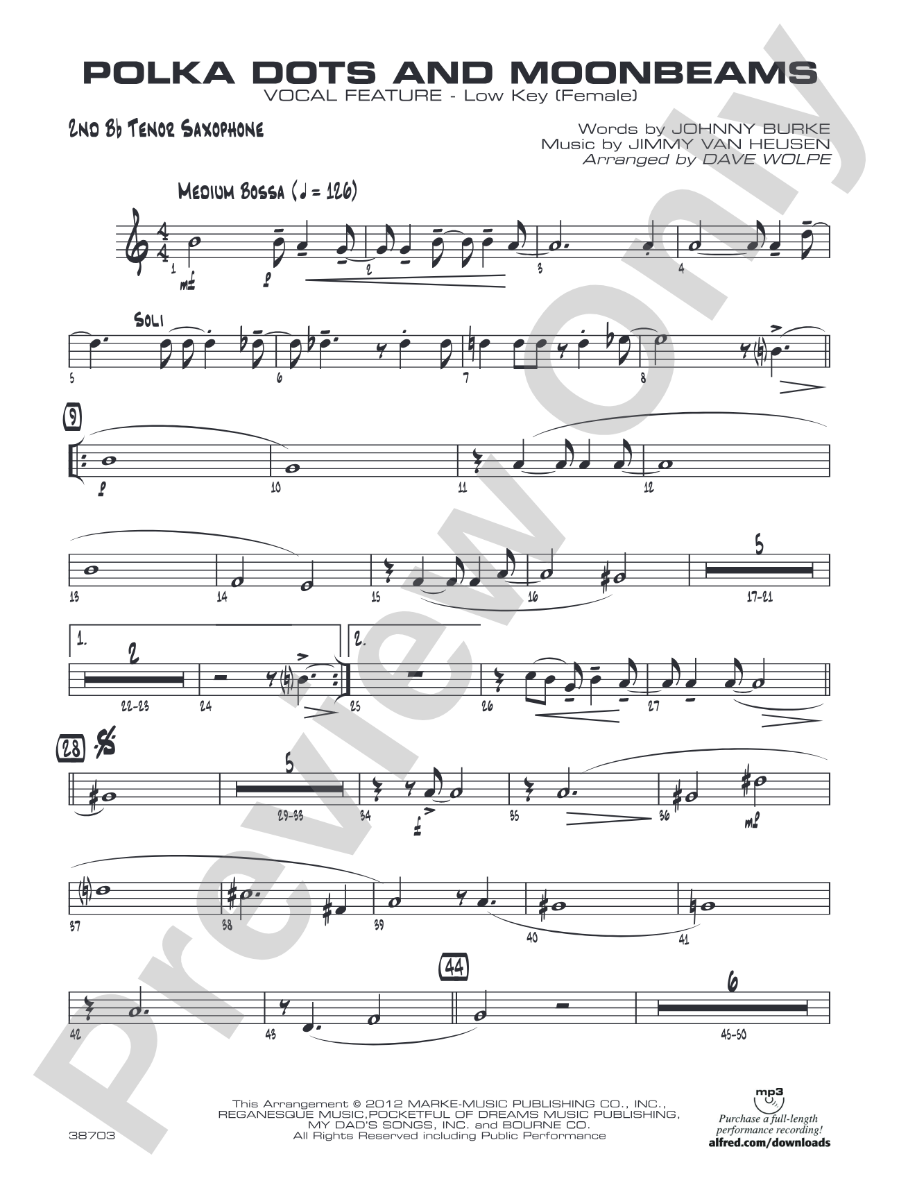 Polkadots and Moonbeams: 2nd B-flat Tenor Saxophone