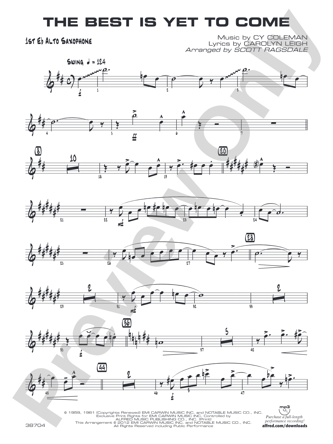 The Best Is Yet to Come: E-flat Alto Saxophone