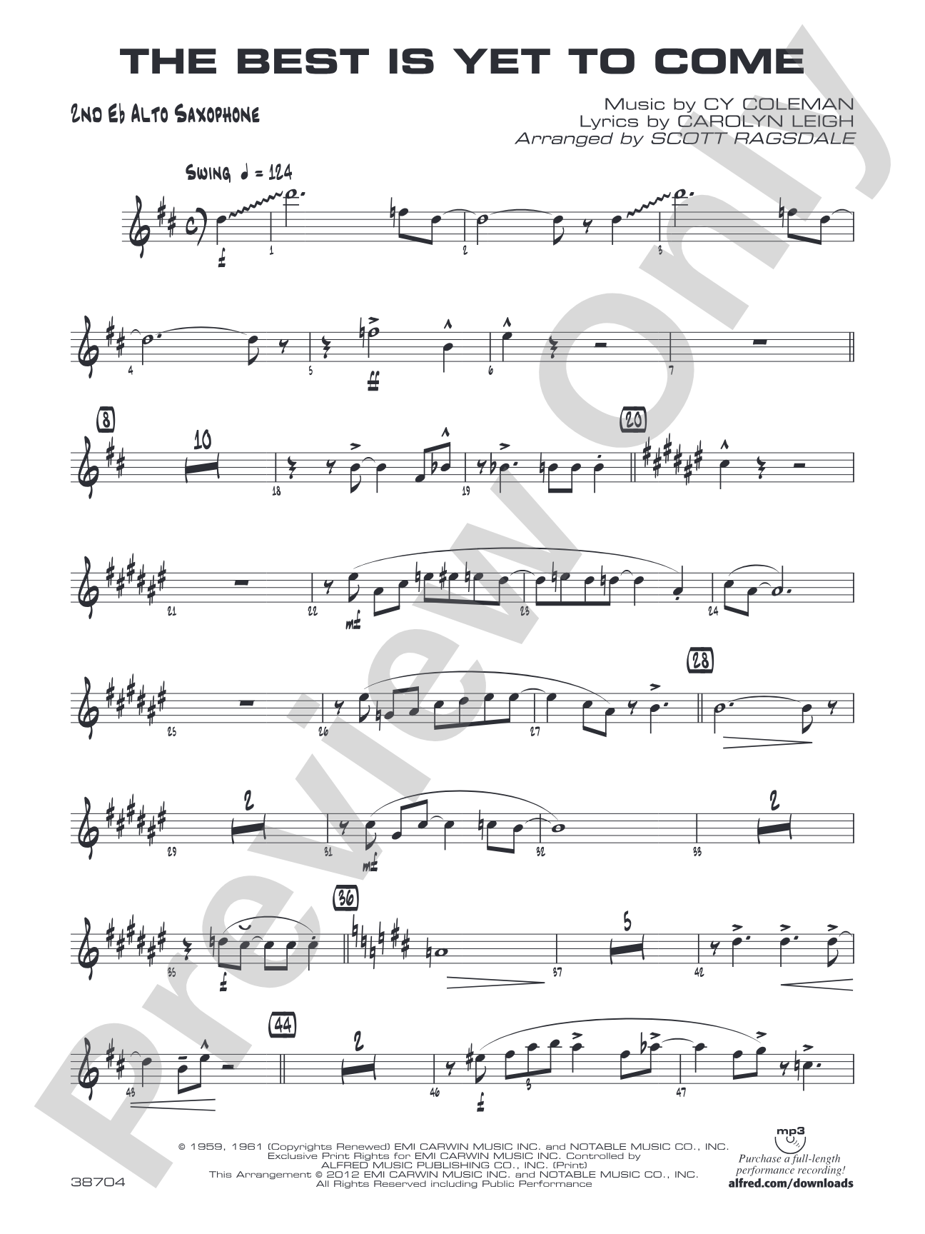 The Best Is Yet to Come: 2nd E-flat Alto Saxophone
