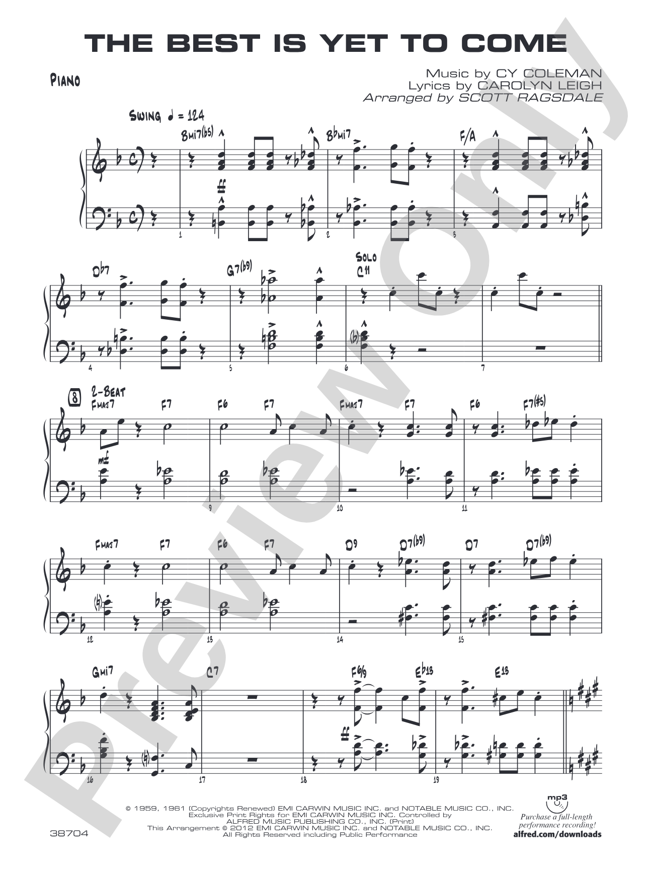 The Best Is Yet to Come: Piano Accompaniment