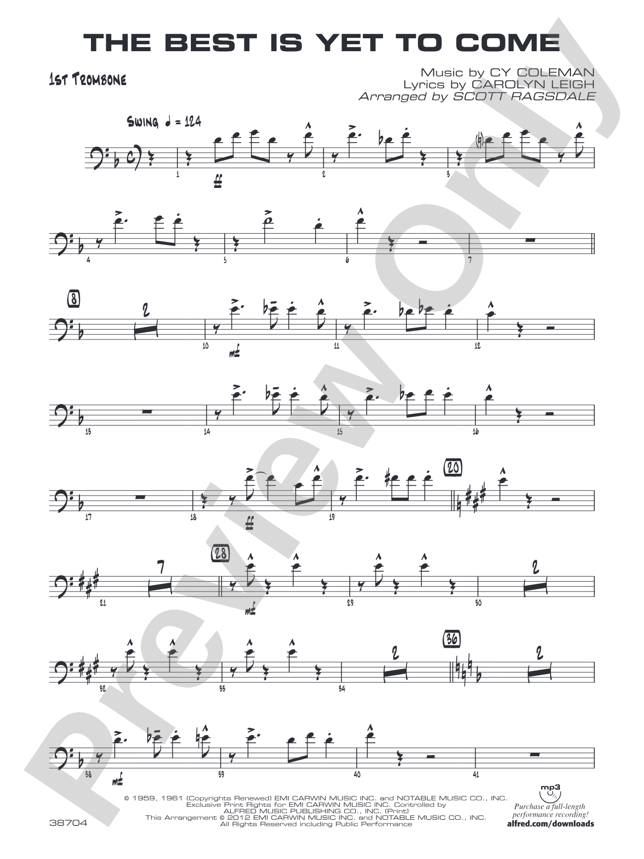 The Best Is Yet to Come: 1st Trombone