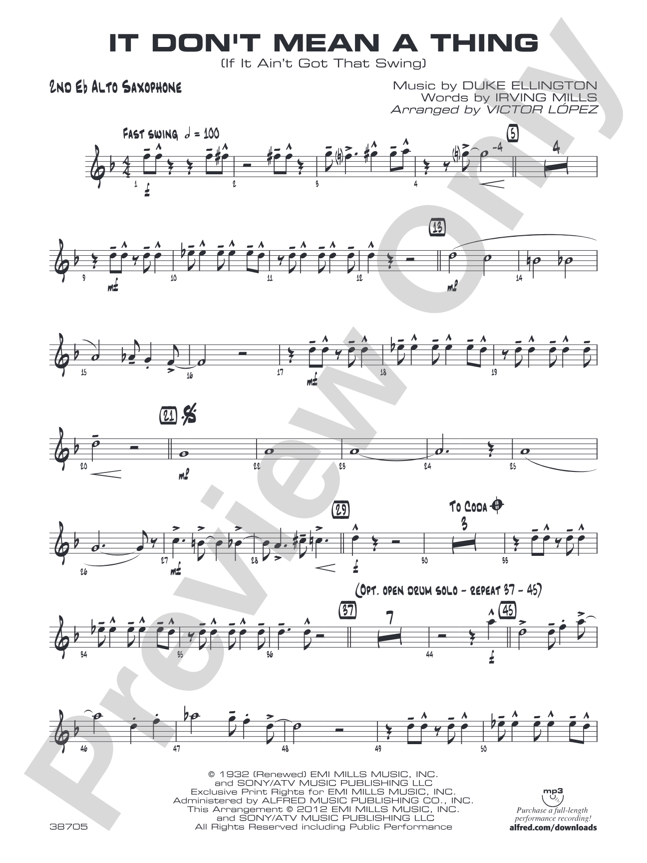 It Don't Mean a Thing (If It Ain't Got That Swing): 2nd E-flat Alto Saxophone