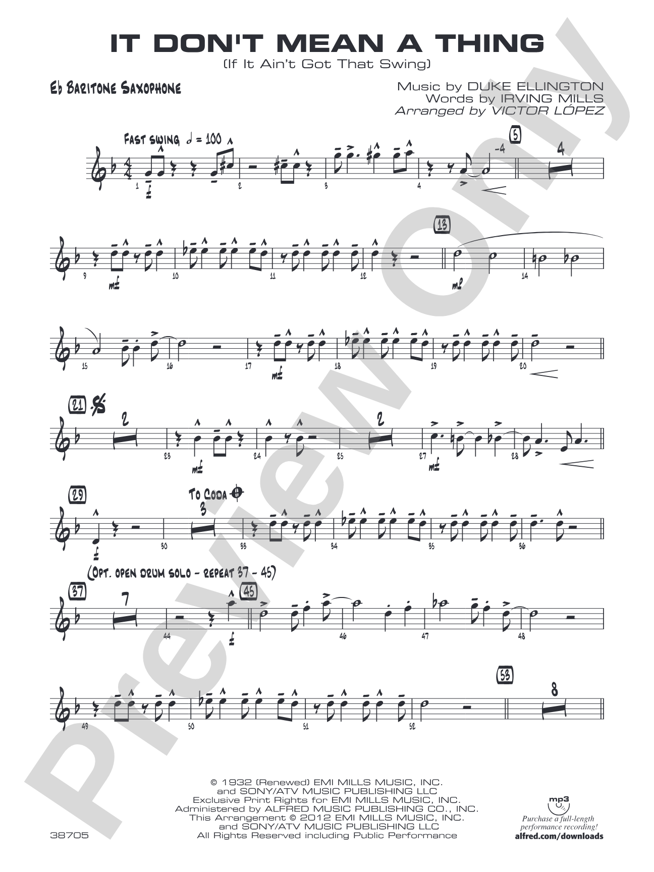 It Don't Mean a Thing (If It Ain't Got That Swing): E-flat Baritone Saxophone