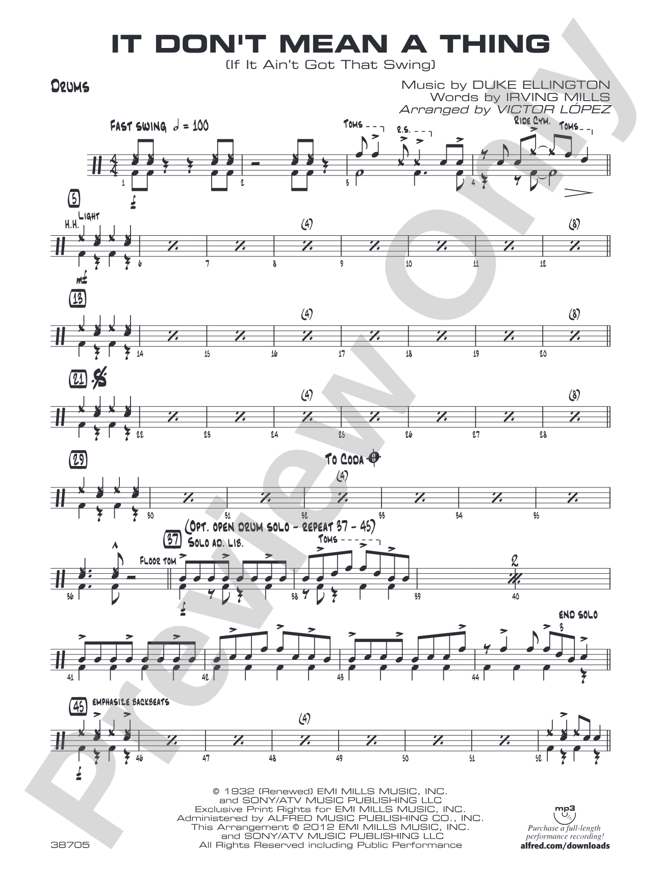 It Don't Mean a Thing (If It Ain't Got That Swing): Drums