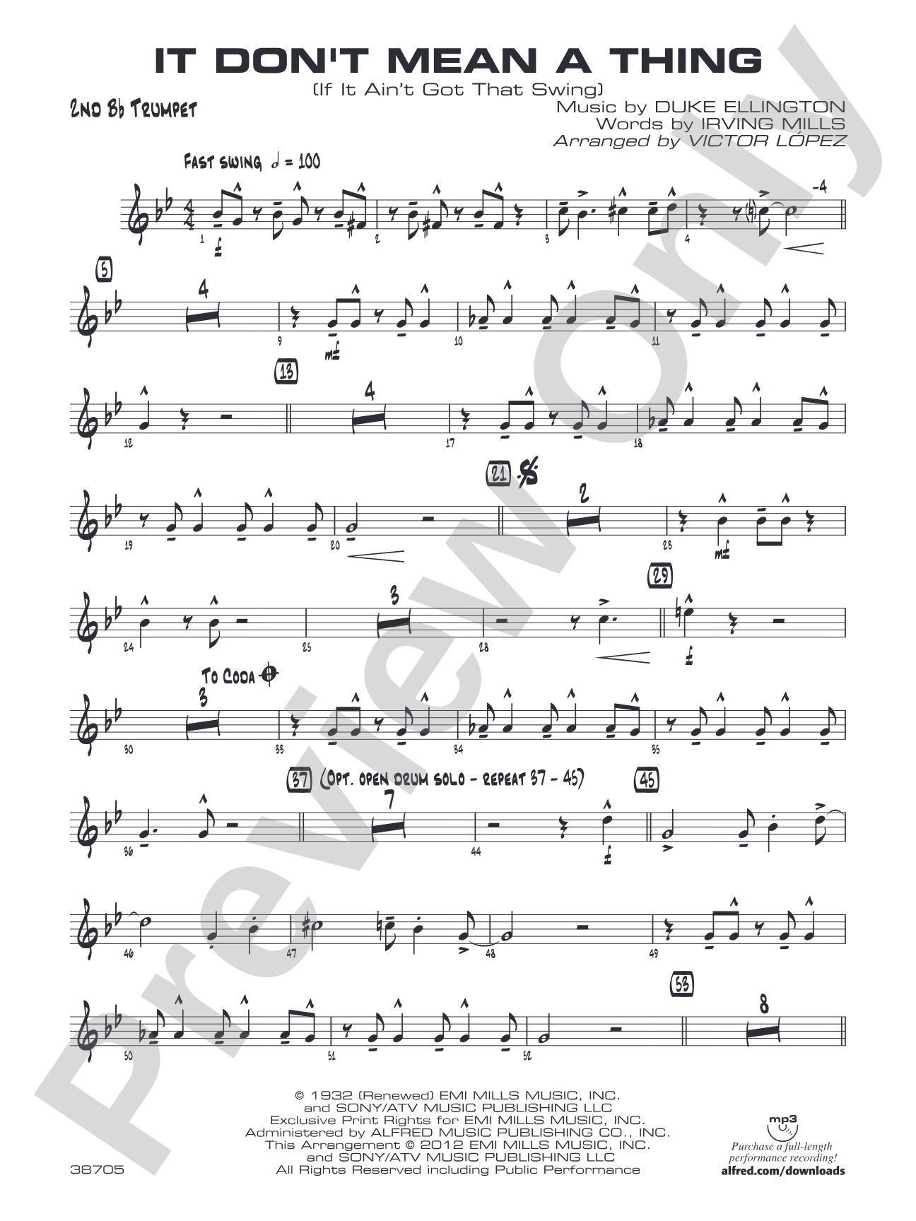 It Don't Mean a Thing (If It Ain't Got That Swing): 2nd B-flat Trumpet