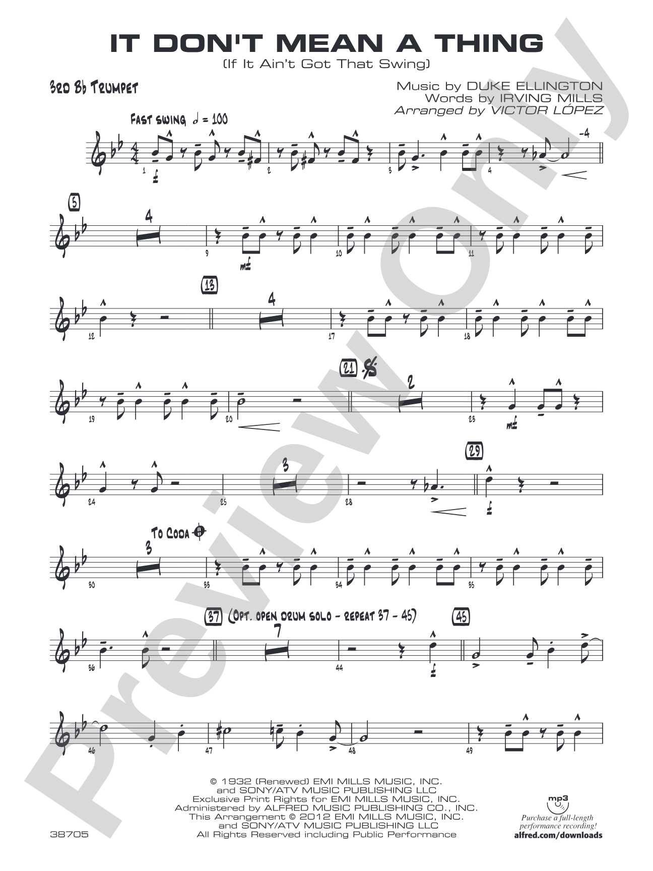 It Don't Mean a Thing (If It Ain't Got That Swing): 3rd B-flat Trumpet