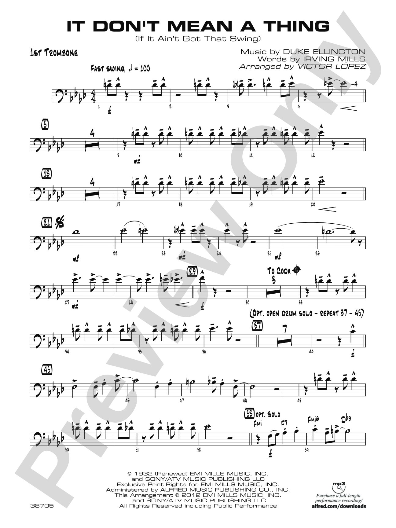 It Don't Mean a Thing (If It Ain't Got That Swing): 1st Trombone