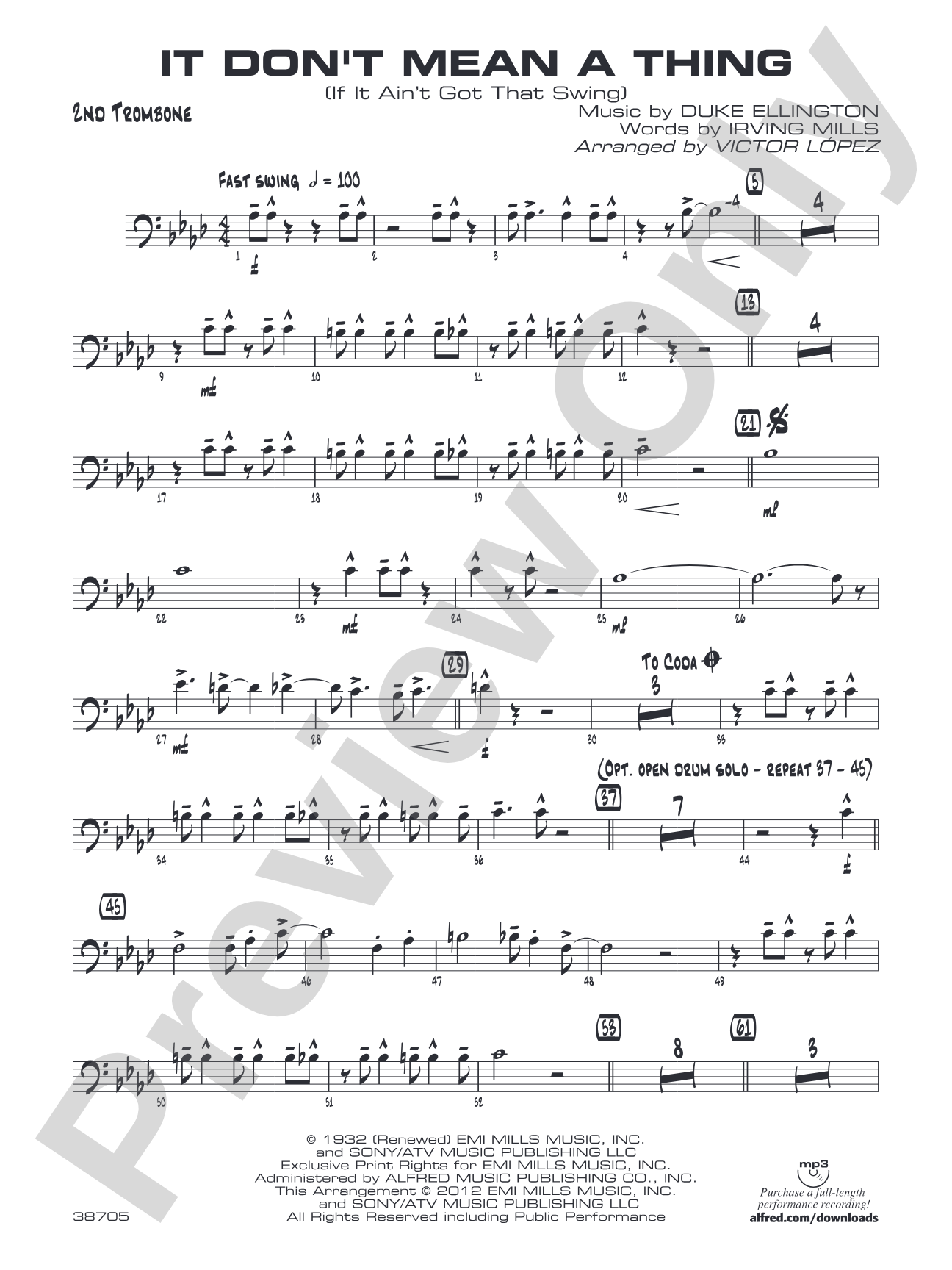 It Don't Mean a Thing (If It Ain't Got That Swing): 2nd Trombone