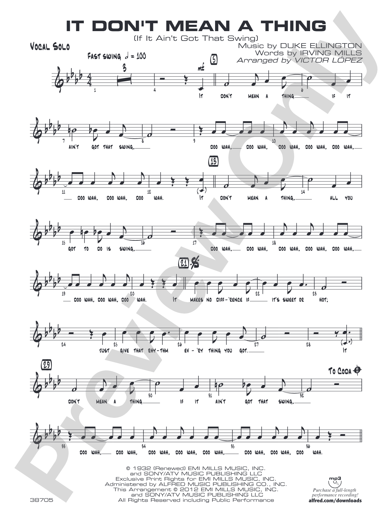 It Don't Mean a Thing (If It Ain't Got That Swing): Vocal Solo
