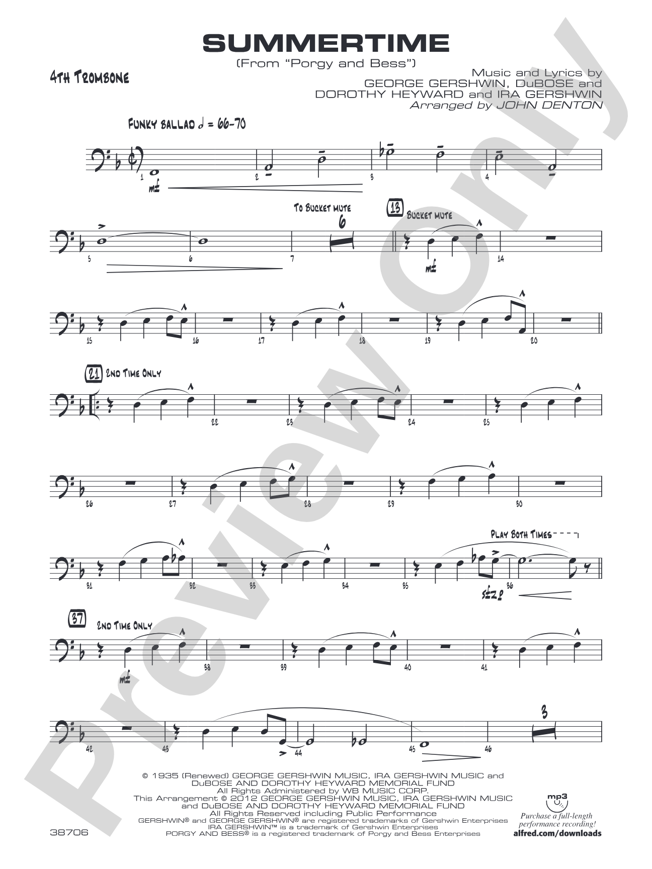 Summertime: Bass Trombone