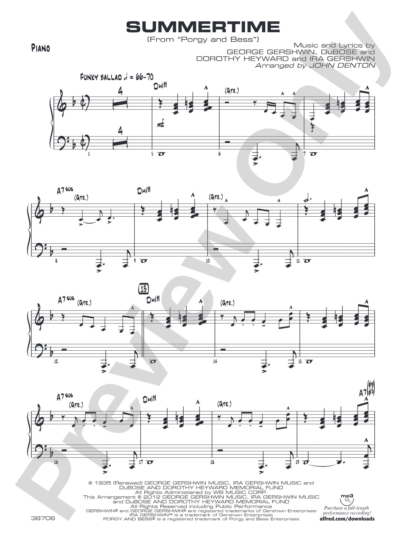 Summertime: Piano Accompaniment