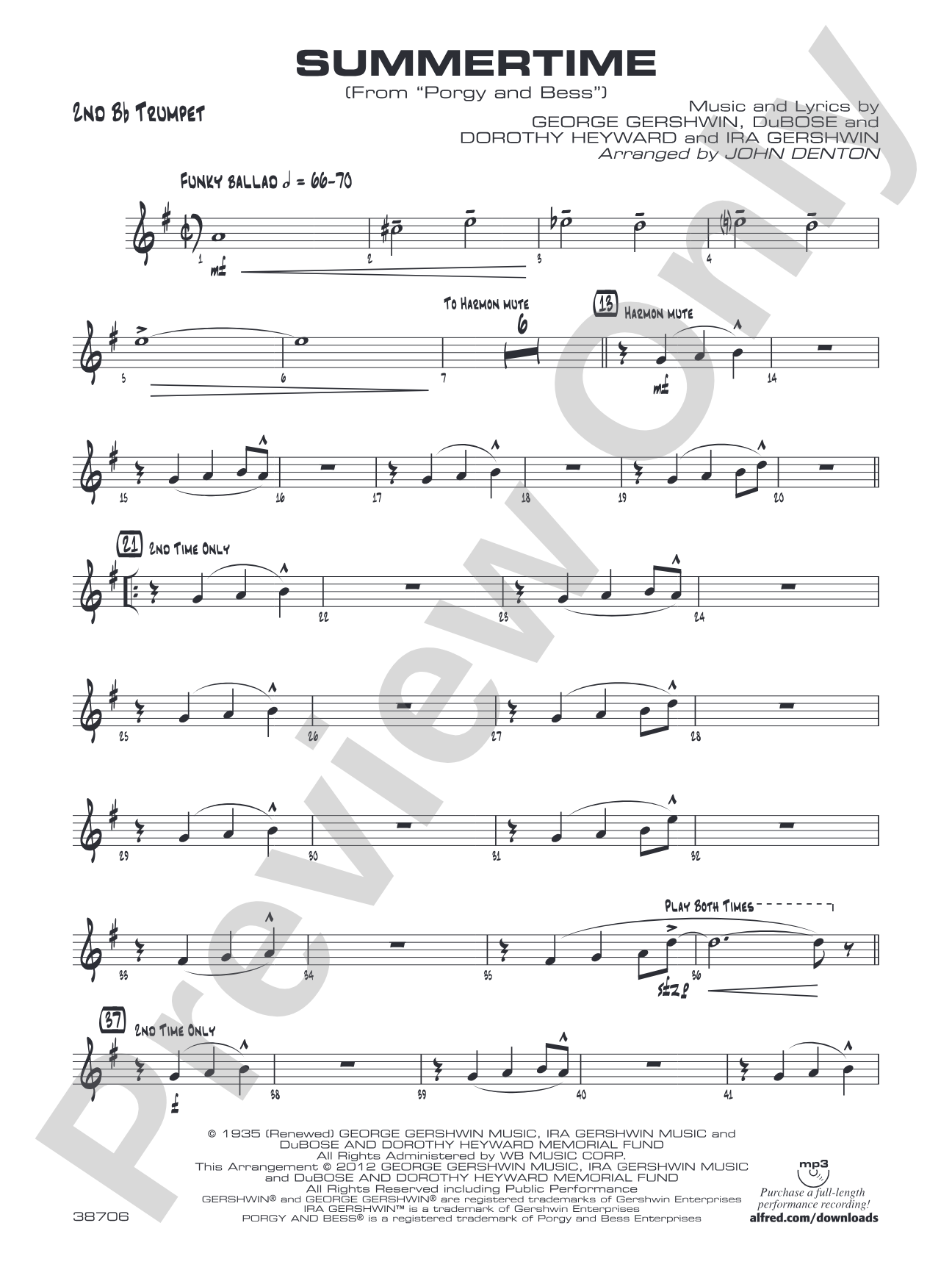 Summertime: 2nd B-flat Trumpet